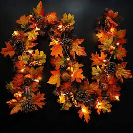 90+ Fall Decorating Ideas for a Beautiful Autumn Season - Southern Living Thanksgiving Garland, Red Autumn, Artificial Pumpkins, Pumpkin Door, Diy Xmas Gifts, Hanging Vines, Pine Cone Decorations, Fall Garland, Artificial Silk Flowers