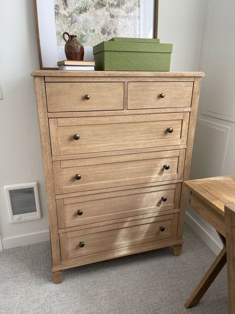 Light Wood Dresser Tall, Nursery With Tall Dresser, Tall Slim Dresser, 5 Drawer Tall Dresser Makeover, Tall Dresser Ideas Bedroom, 6 Drawer Dresser Tall, Tall Light Wood Dresser, Natural Wood Chest Of Drawers, Bedroom With Tall Dresser