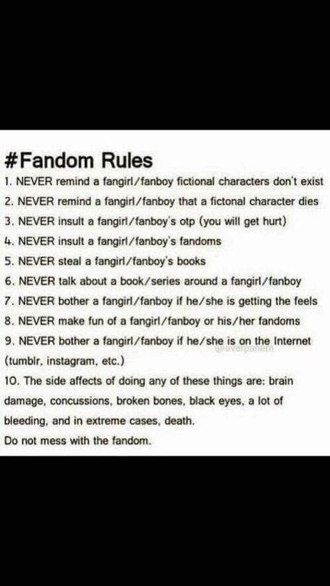 just follow these and we wont have a problem#Fandom#Fangirl Chuck Palahniuk Quotes, Nerd Girl Problems, Chuck Palahniuk, Fangirl Problems, Fandoms Unite, Fandom Memes, Nerd Girl, Book Memes, Geek Culture