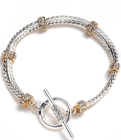 From Lauren Ralph Lauren, this bracelet features:Line braceletTwo tone hardwareToggle closureApprox. 7.5" lengthImported. Two Tone Jewelry Stack, 2024 List, Two Tone Jewelry, Two Tone Bracelet, Wishlist 2024, Herringbone Chain, Ralph Lauren Style, Gold Bead Bracelets, Homemade Jewelry