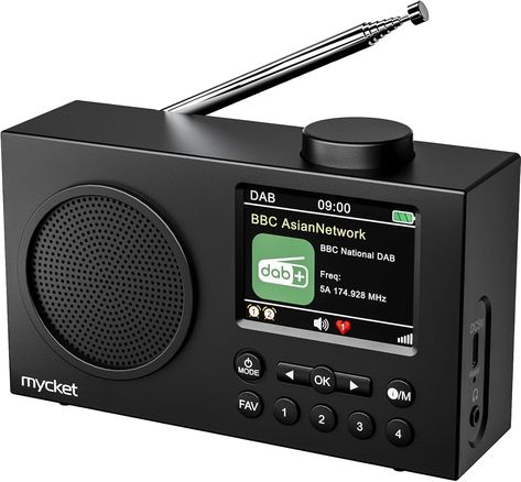 Mycket DAB Radio Portable, DAB Plus Digital Radio, FM Radio, Small Kitchen Radio Mains and Battery, Dual Alarms Clock, Sleep Timer, 40 Presets Stations, Headphone port, 2.4" Large Colour Display Kitchen Radio, Canon Camera Photography, Small Radio, Emergency Essentials, Emergency Radio, Dab Radio, Digital Radio, Technology Accessories, Cinema Camera