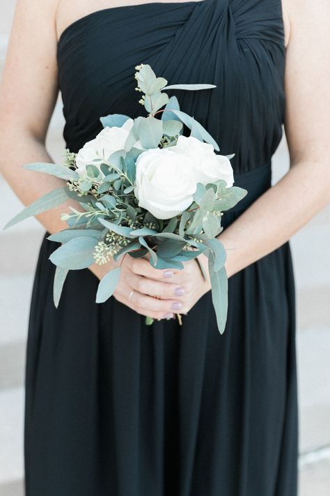 White Rose And Eucalyptus Bouquet Bridesmaid, Artificial Bridesmaid Bouquets, White And Green Bridesmaid Bouquet, Cheap Bridesmaids Bouquets, Bridesmaid Bouquet Eucalyptus, Rose And Eucalyptus Bouquet, White Roses And Eucalyptus, Atlanta History Center Wedding, Simple Bridesmaid Bouquets