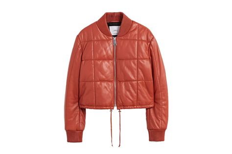 Quilted leather jacket, £169.99 at [link url="https://shop.mango.com/gb/women/jackets-biker-jackets/quilted-leather-jacket_23000614.html?c=20"]Mango[/link]. Red Quilted Jacket, Best Puffer Jacket, Quilted Leather Jacket, Brown Puffer Jacket, Zipper Jacket, Bomber Jackets, Leather Jackets Women, Quilted Leather, Padded Jacket