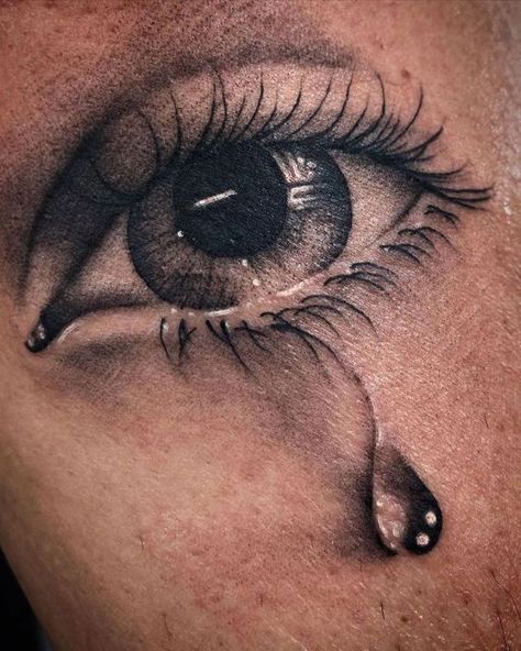 Teardrop Tattoo Design, Small Realistic Tattoo, Eye Tattoo Realistic, Drop Tattoo, Ojo Tattoo, Eye Tattoo Meaning, Teardrop Tattoo, Realistic Eye Tattoo, Tat Inspiration