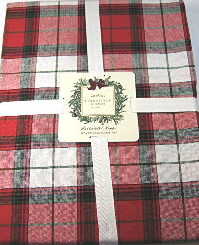 Ridgefield Home Christmas Plaid Fabric Tablecloth 100% Cotton 60 x 84 Gold Tablecloth, Holiday Tablecloths, Green Tablecloth, Plaid Tablecloth, Holiday Table Runner, Vinyl Tablecloth, Fabric Placemats, Rachel Ashwell, Embroidered Napkins