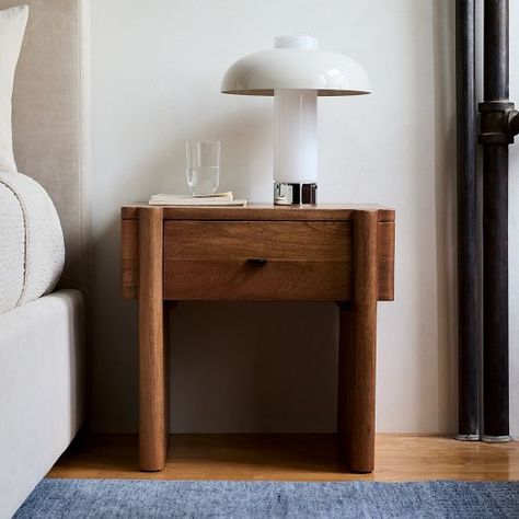 Modern Nightstands & Bedside Tables | West Elm West Elm Nightstand, Round Nightstand, Nightstand Design, Modern Nightstands, Guest Bedroom Design, Wood Bedside Table, Wooden Nightstand, Side Tables Bedroom, Furniture Side Tables