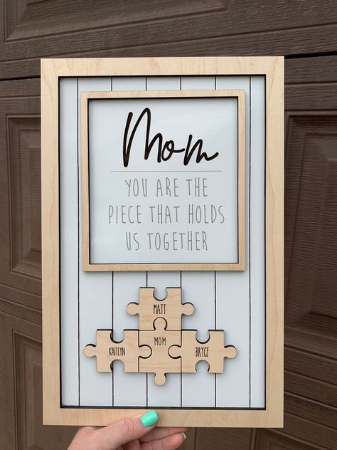 Excited to share this item from my #etsy shop: Mom You Are the Piece That Holds Us Together Mothers Day Appreciation Sign | Personalized Mothers Day Sign | Puzzle Piece Sign Puzzle Piece Crafts, Homemade Gifts For Mom, Mother's Day Projects, Puzzle Frame, Mothers Day Signs, Diy Gifts For Mom, Mothers Day Decor, Piece Sign, Diy Mothers Day Gifts