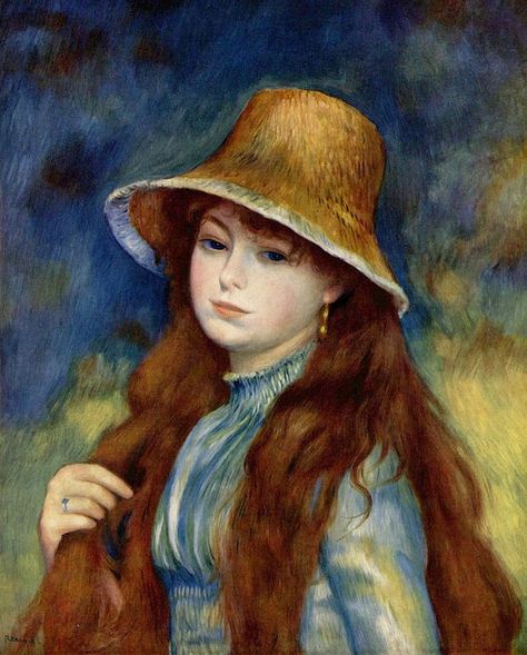 Auguste Renoir — Jeune fille au chapeau August Renoir, Renoir Art, Peisaj Abstract, Renoir Paintings, Auguste Renoir, Pierre Auguste, Paul Cezanne, Paul Gauguin, Pierre Auguste Renoir