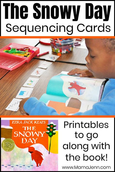 Get printable sequencing cards to go along with the book "The Snowy Day" by Ezra Jack Keats. The Snowy Day Activities, The Snowy Day Book, Snowy Day Activities, January Kindergarten, The Snowy Day, Winter Theme Preschool, Ezra Jack Keats, Poetry Fashion, Sequencing Cards