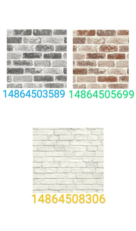 These are my decals If used in another pin please give credit Bloxburg Outdoor Wall Ideas, Brick Wall Decal Codes Bloxburg, Bloxburg Decals Codes Outside, Bloxburg Brick Wallpaper Decal Codes, Bloxburg Brick Wall Decals, Boo Burg Wallpaper Codes, Bushes Bloxburg Codes, Brick Wall Codes Bloxburg, Wallpaper Decals Bloxburg Codes