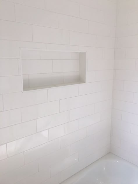 Tub Subway Tile, Subway Tile Around Bathtub, Extra Large Subway Tile Bathroom, White Subway Tile In Shower Stall, White Subway Tile Bathroom Tub Shower Surround, 4 X 12 Subway Tile Showers, 4x16 Subway Tile Bathroom Showers, 4x16 White Subway Tile Bathroom, Subway Tile Sizes Bathroom