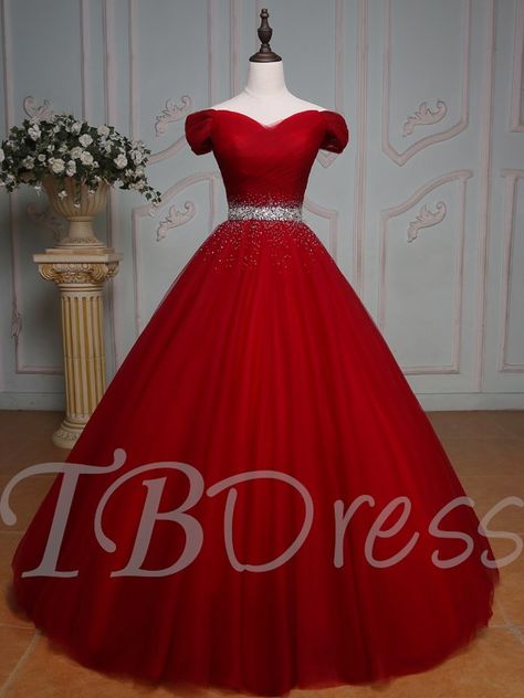 Off-the-Shoulder Pleats Ball Gown Pretty Formal Dresses, Attractive Hairstyles, Thanksgiving Hairstyles, Red Ball Gowns, Women Headbands, Halloween Hairstyles, Red Ball Gown, Headband Christmas, Beaded Party Dress