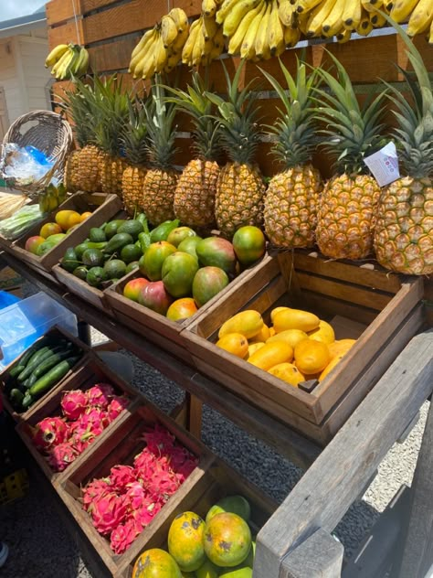 Fruits Summer Aesthetic, Hawaii Fruit Aesthetic, Fruit Stand Aesthetic Beach, Hawaii Tropical Aesthetic, Tropical Fruit Stand, Beach Fruit Aesthetic, Hawaii Fruit Stand, Tropical Fruits Aesthetic, Tropicore Aesthetic