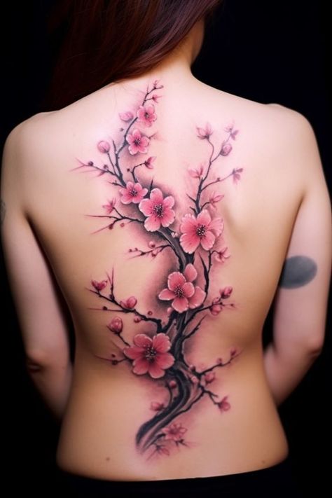 Japanese Blossom Tattoo, Japanese Tattoos Women, Women Samurai, Cherry Tree Tattoos, Cherry Blossom Tattoos, Japanese Tattoo Women, Cherry Blossom Tree Tattoo, Tree Tattoo Back, Blossom Tree Tattoo