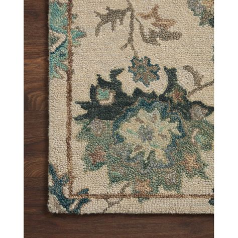 Hand Hooked Wool Rug, Persian Motifs, Hooked Wool, Artisan Rugs, Botanical Pattern, Ivory Rug, Asymmetrical Design, Bold Color, Accent Rugs