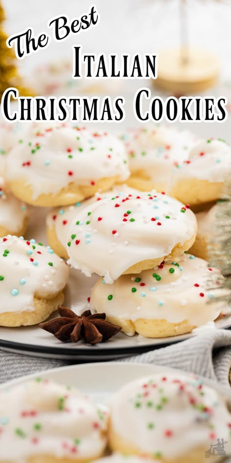 This Italian Christmas Cookie recipe is a traditional lightly flavored anise cookie that is served during the Christmas holidays. The buttery cake-like cookies are glazed with a sweet icing and then sprinkled with colored sugar or nonpareils. Flavor them any way you like and sprinkle the cookie with the colored sugar to fit the special occasion. Italian Knot Cookies, Best Italian Cookie Recipe, Anise Cookie Recipe, Anisette Cookies, Knot Cookies, Italian Anise Cookies, Italian Easter Cookies, Italian Christmas Cookie Recipes, Anise Cookies