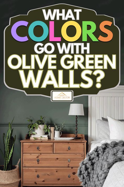 What Colors Go With Olive Green Walls? - Home Decor Bliss What Colors Go With Green Walls, Army Green Room Decor, Olive Green Tv Wall, Olive Green Wall Bedroom Ideas, Colors That Go With Olive Green Living Room, Olive Green Painted Walls Bedroom, Olive Green Walls Living Room Decor, Bedroom With Olive Green Walls, Army Green Walls