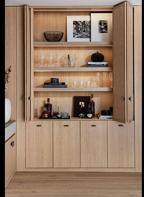 Bar With Pocket Doors, Japandi Bar Design, Bar Layout, Phillip Jeffries, Home Bar Designs, Kitchen And Bath Design, It's Friday, Bath Design, Mini Bar