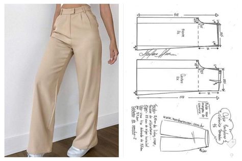 Clothing Patterns Sewing, Pola Jaket, Wide Leg Pants Pattern, Women Pants Pattern, Diy Clothes Patterns, Trouser Pattern, Trousers Pattern, Clothing Pattern Design, Corset Sewing Pattern