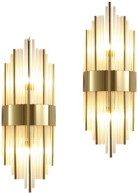 YINGYING Modern Crystal Wall Light Fixture，Core Tube Glass Lampshade Wall Lamp Fitting E14 Art Deco Wall Sconce Lighting for Living Room Bedroom Study (Color : 2pack): Amazon.co.uk: Kitchen & Home Crystal Bedroom, Luxury Lighting Design, Bedside Wall Lamp, Wall Lamps Living Room, Crystal Wall Lighting, Bronze Wall, Art Deco Wall, Deco Wall, Wall Mounted Lamps