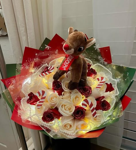 Christmas Roses Bouquet, Christmas Ribbon Rose Bouquet, Christmas Theme Bouquet, Christmas Eternal Bouquet, Christmas Flower Bouquet Gift, Diy Christmas Bouquet, Christmas Ribbon Bouquet, Flower Bouquet Christmas, Christmas Rose Bouquet