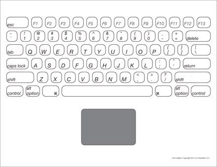 Learn the keys on a keyboard...Make your own laptop or just have fun coloring each key! Laptop Keyboard Stickers Printable, Keyboard Printable, Printable Keyboard, Laptop Printable, Paper Laptop, Keyboard Layout, Key Board, Kids Computer, Diy Laptop