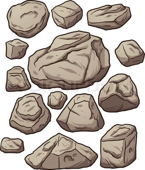 Stock vector of 'Cartoon boulders. Cartoon boulders, rocks and pebbles. Vector clip art illustration with simple gradients. Each on a separate layer.' Deku Vs Todoroki, Boulder Rock, Drawing Rocks, Tree Drawings Pencil, Rock Textures, Rock And Pebbles, Forest Illustration, Wall Drawing, בר מצווה