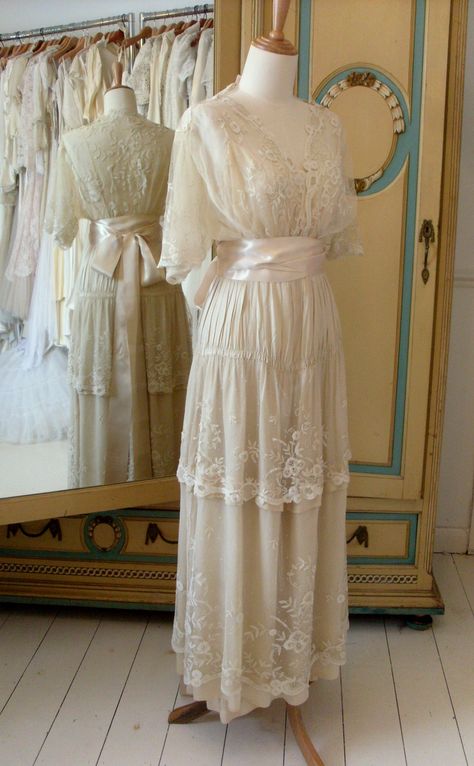 Edwardian wedding dresses | Abigail's Vintage Bridal Edwardian Wedding Dresses, Lace Vintage Wedding Dress, Edwardian Wedding Dress, Brussels Lace, Edwardian Gowns, 1920s Wedding Dress, Edwardian Wedding, Vintage Wedding Dress, Edwardian Dress