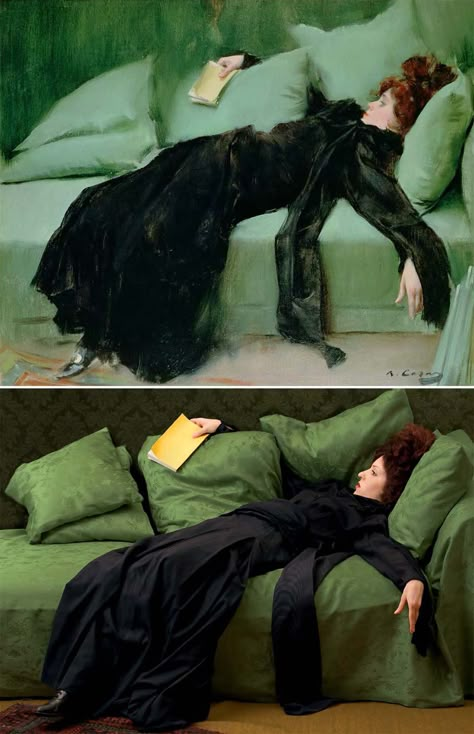 Ramon Casas i Carbo, "After the Ball," 1895, oil on canvas, remake by Tania Brassesco and Lazlo Passi Norberto Recreate Painting Photography, Painting Recreation Photography, Paintings With People In Them, Famous Paintings Of People, Recreating Famous Paintings, Art Appropriation Ideas, Famous Paintings Of Women, Famous Images, Painting Recreation