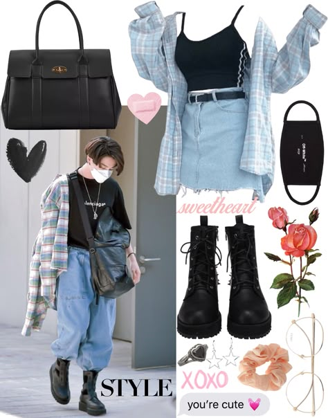 Jungkook Airport Inspired outfit ideas | Matching airport outfits with JK! #Jungkook #BTS #Airportoutfit #Casual #simple #style #cute #matching Jungkook Airport Outfit, Jungkook Female Outfit, Matching Airport Outfits, Jungkook Casual Outfits, Jungkook Style Outfit Girl, Jungkook Style Outfit, Jungkook Fashion Style, Outfit Jungkook, Jungkook Outfit Inspired