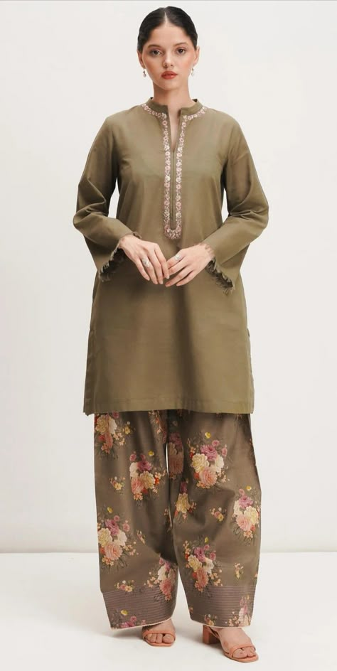 Shalwar Design 2024, Shalwar Design For Women, Casual Pakistani Suits, Trouser Designs Pakistani, Casual Pakistani Outfits, Shalwar Kameez Designs, Zara Shahjahan, Short Shirt Dress, Co Ords Outfits