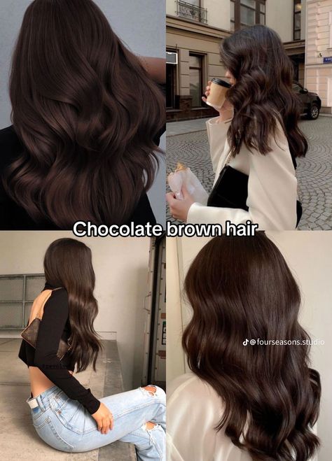 Dark Brown Shades Of Hair, Dark Chocolate Brown Hair Straight, Brown Espresso Hair Color, Brown Hair Color On Brown Skin, Brown On Black Hair Balayage, Italian Brown Hair, Dark Brown Hair Blue Undertone, Moka Brown Hair, Brown Hair Colors Aesthetic