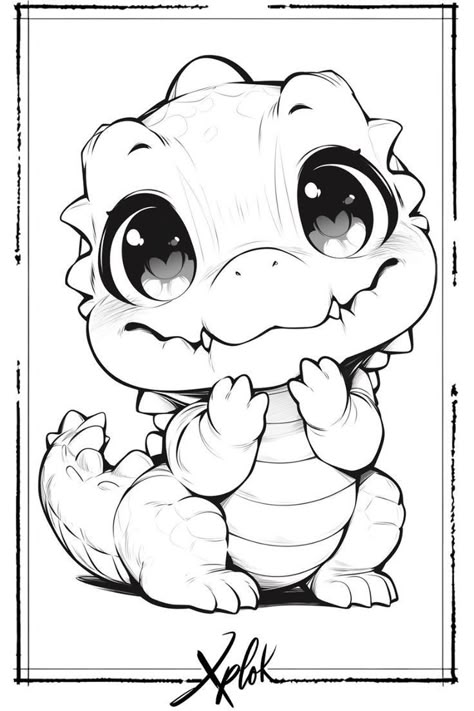 Detailed Coloring Pages, Chibi Drawings, Dragon Drawing, Baby Dragon, Dessin Adorable, Coloring Book Art, Cute Coloring Pages, Dreamy Art, Animal Coloring Pages