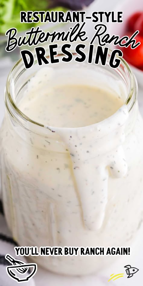 Home Made Ranch Dressing Healthy, Homemade Ranch Dressing With Packet, Quick Homemade Ranch Dressing, Ranch Dressing Recipe Homemade, Buttermilk Ranch Dressing, Homemade Salad Dressings, Homemade Dressings, Buttermilk Ranch, Ranch Dressing Recipe