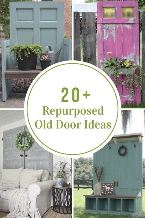 Old Doors Repurposed, Vintage Doors Repurposed, Old Door Ideas, Old Door Decor, Door Repurposed, Repurposed Doors, Old Door Projects, Door Diy Projects, Recycled Door