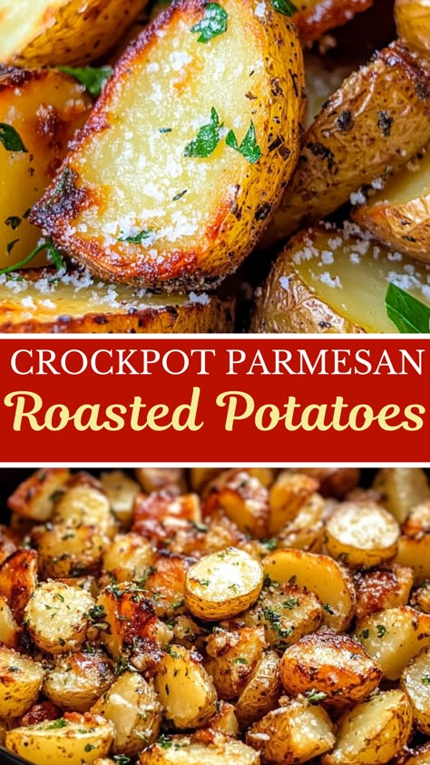 Slow Cooker & Crockpot Recipes: Crockpot Parmesan Roasted Potatoes (Christmas Recipe & Thanksgiving Recipe) Parmesan Roasted Potatoes, Easy Simple Recipes, Budget Family Meals, Cheap Meal Ideas, Simple Family Meals, Cheap Meal, Cheap Dinner Recipes, Tasty Meals, Easy Family Meals