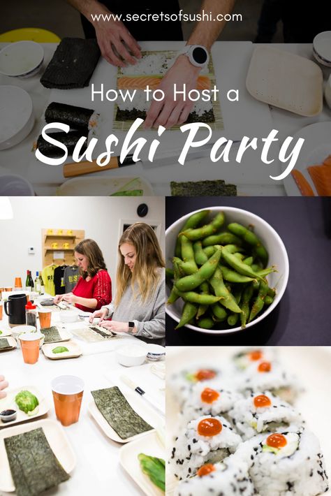 Sushi Making Party, Sushi Dinner Party, Sushi For Kids, Japan Party, Sushi Buffet, Sushi Recipe, Dinner Party Table Settings, Japanese Party, Asian Party