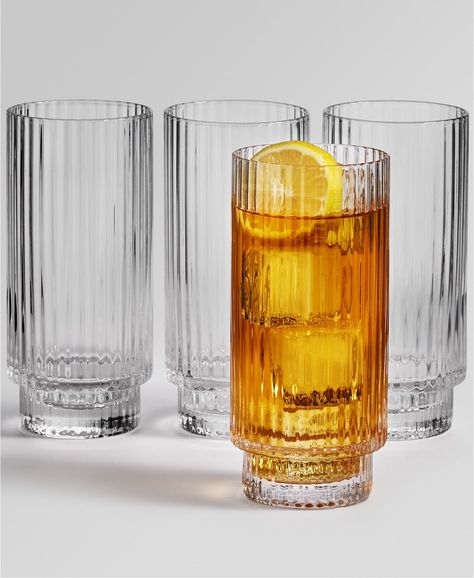 Hotel Collection Fluted Highball Glasses (Set of 4) Glasses Aesthetic, Carafe Set, Cocktail Glassware, Highball Glasses, Hotel Collection, Drinking Glasses, Kitchen Items, Glass Cup, Glass Set