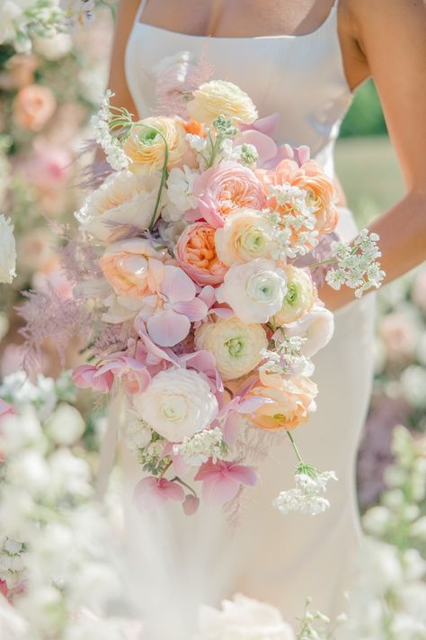 Love Is In Full Bloom, Bridal Bouquet Classic, Fifty Flowers, Pastel Wedding Theme, Pastel Wedding Flowers, Peony Bouquet Wedding, Spring Inspo, Bridal Bouquet Flowers, Peony Wedding