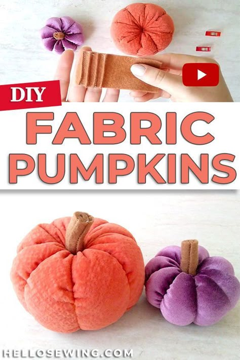 Easy Fabric Pumpkins Diy Free Pattern, Sewing Pumpkins, Sewing Pumpkins Free Pattern, Sew A Pumpkin, Make Your Own Pumpkins, Diy Fabric Pumpkins How To Make, Halloween Fabric Pumpkins, Stuffed Fabric Pumpkins Diy, Sew Pumpkins