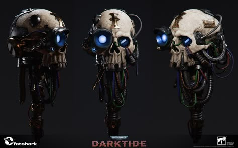 ArtStation - Scanning Servo Skull Servo Skull Warhammer 40000, Skull Concept Art, Cybernetic Armor, Pirate Concept, Servo Skull, Prop Building, Adeptus Mechanicus, Scifi Fantasy Art, Cyberpunk Art