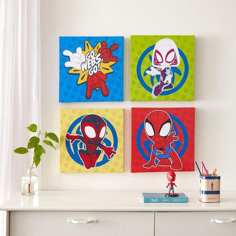 Spiderman Bedroom, Marvel Bedroom, Spiderman Room, Spidey And His Amazing Friends, Friends Design, Friend Painting, Trendy Wall Decor, Art For Children, Wall Art Pieces