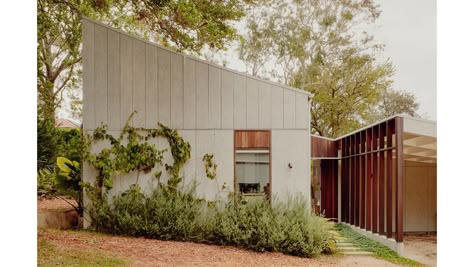 Front Extension Ideas, Fibro Shack, Sunken Bath, Front Extension, Gum Trees, Timber Screens, Recycle Timber, Cladding Materials, Passive Design