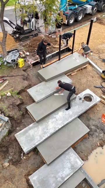 Concrete Steps Makeover, Outdoor Covered Seating Area, Outdoor Covered Seating, Lighted Stairs, Steps Makeover, Covered Seating Area, Door Stairs, Concrete Step, Stair Design Architecture