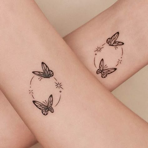 Cute Butterflies Tattoos, Tattoo Ideas Baterflay, Winnie The Pooh And Butterfly Tattoo, Friendship Tattoo Butterfly, Mother Daughter Tattoos With Butterflies, His And Her Butterfly Tattoo, Matching Mother Daughter Butterfly Tattoos, Mother Butterfly Tattoos, Mum Tattoo Ideas For Daughter