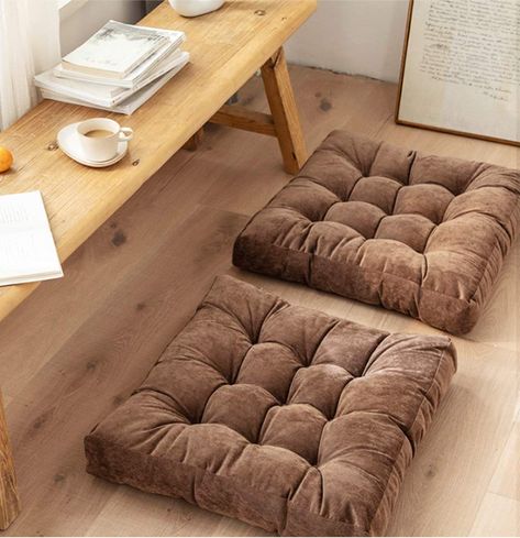 Yoga Living Room, Tatami Futon, Sofa Balcony, Square Floor Pillows, Large Floor Pillows, Sitting Pillows, Tufted Seat Cushion, Floor Sitting, Meditation Pillow