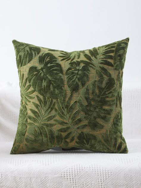 Leaf Jacquard Cushion Cover Without Filler Green Throw, Leaves Pillow, Green Pillows, Sofa Home, Dream House Decor, Decorative Pillow Cases, Google Shopping, Soft Velvet, Decorative Pillow Covers