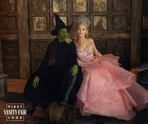 ‘Wicked' First Look: Ariana Grande and Cynthia Erivo in Costume | Vanity Fair Elphaba And Glinda, Wicked Musical, Sam & Cat, Cynthia Erivo, Michelle Yeoh, The Good Witch, Pink Gowns, Cat Valentine, Broadway Musical