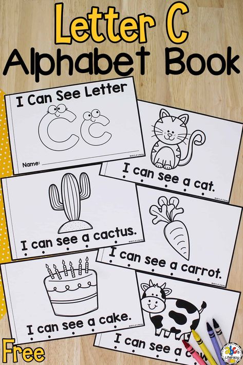 Are you looking for a simple way for your preschoolers to learn about the letter C? As your pre-readers and beginning readers practice reading this free printable Letter C Book, they will recognize the letter C, words that begin with C, and much more! Your kids can use these printable books to review and learn important pre-reading skills. Click on the picture to get this free printable letter book! #letterbook #printableletterbook #freeprintableletterbook #preschool #alphabetbook Letter A Books For Preschool, The Letter C Preschool, Preschool Letter Books, Letter C Pictures Free Printable, Beginning Reader Books Free Printable, My Letter Book Free Printable, Printable Books For Kindergarten, Free Printable Books For Preschoolers, Letter C For Preschool