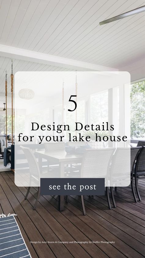 This beautiful new construction project, located in Pine Lake, Wisconsin, is a perfect mix of coastal, traditional and modern design aesthetics. From room to room, this custom lake home’s spaces just get better and better. Tap to see the 7 design details that elevate this custom lake house, designed by Amy Storm & Company, in our latest blog post. Michigan Lake House Interior, Lake House Entryway, Lake House Remodel Fixer Upper, Lake House Office Ideas, Classic Lake House Interior Design, Lake House Kitchen Ideas Cottage, Lake House Lighting Ideas, Contemporary Lake House Interior, Lakehouse Design Ideas